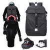 Large Black Helmet Backpack for Motorcycle Riders, Waterproof Large Capacity