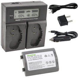 Kastar LCD Dual Smart Fast Charger & Battery (1 PACK) for Nikon EN-EL18, EN-EL18a, MH-26, MH-26a, MH26 and Nikon D4, D4S, D5, D800, D800E, MB-D12 Digital SLR Camera Battery Grip