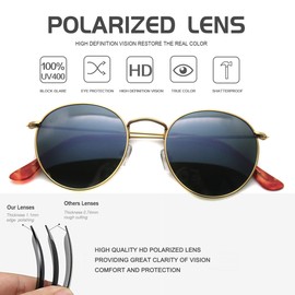 Classic Round Lens Metal Retro Sunglasses RFT7001 (Gold Frame Silver Flash Lens) (Gold, Silver)