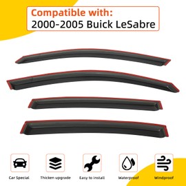 PLDDE 4pcs Out-Channel Smoke Tint Rain Guard Compatible with Compatible with 2000-2005 Lesabre Tape-On Vent Deflector Window Visors Car Accessories