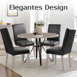 Alishomtll PU Chair Covers, Set of 4/6, Leather Stretch Chair Covers, Waterproof, Elastic Dining Room Chair Covers, Universal Washable Chairs Protection for Kitchen, Restaurant, Hotel, Wedding (Black,