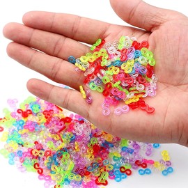 WJRQD 500 Piece Loom Bands Accessory Set: Colourful S Clips for Bracelets Made of Rubber with Connector Function - Ideal DIY Jewellery Accessories for Adults and Children!