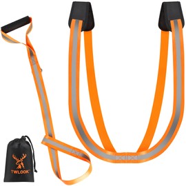 TWLOOK Deer Drag Harness & Rope – Heavy Duty 480lbs Capacity, Reflective Orange Hunting Gear with Comfortable Shoulder Strap, Soft Handle – Essential for Dragging Deer, Elk, Boar – Gift for Hunters