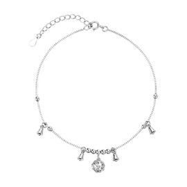 Cute Ball Beaded Bell Adjustable Anklet Bracelets for Women Dainty Gold Plated Round Charm Ankle Bracelet Chain Fashion Summer Foot Jewelry Valentine's Day (Silvery, One size)