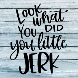 Look What You Did You Little Jerk - Funny Quotes Sayings Christmas Wall Decals - Xmas Stickers Indoor Outdoor Window Decor Decorations SMSV6322