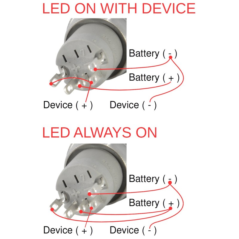JacobsParts Latching Maintained Pushbutton ON/Off Switch Black Metal with Blue