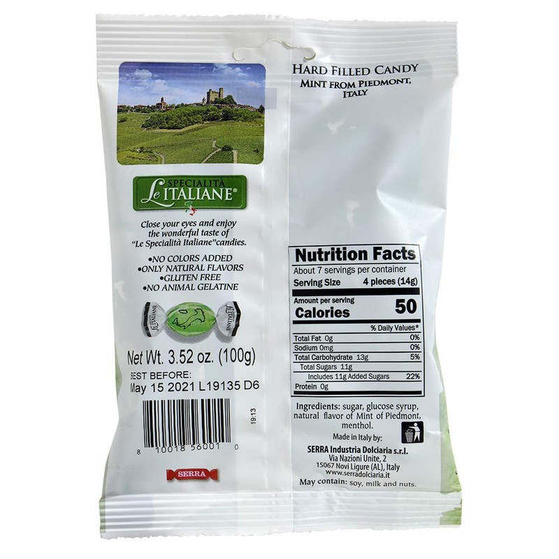 Serra Hard Filled Candy with Mint from Piedmonte, 3.52 Ounce