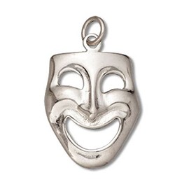 Sterling Silver 3D Drama Actors Theater Comedy Mask Charm