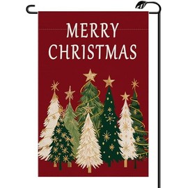 Merry Christmas Trees Red Garden Flag 12x18 Inch Vertical Double Sided Winter Xmas Small Flags Farmhouse Outside Decoration For Yard SD45