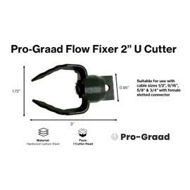 Pro-Graad 2” U Cutter Flow Fixer Drain Cleaner Plumbing Snake Head, for Cutting & Scraping, Fits 1/2" 9/16" 5/8" 3/4" Cables, Commercial & Residential Use
