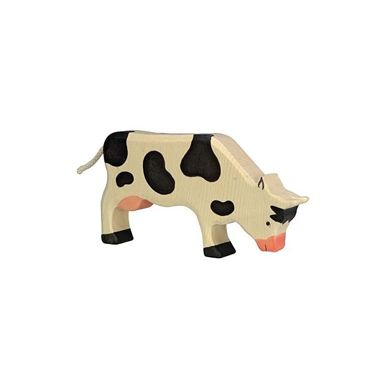 Holztiger Grazing Cow Wooden Figure (Black)