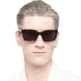 MARE AZZURO Retro Reading Sunglasses Men 2.0 Big Square Readers Sunglasses UV400 Protection 1.0 1.25 1.5 1.75 2.0 2.25 2.5 2.75 3.0 3.5 4.0 (Black,200)