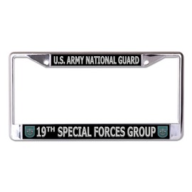 U.S. Army National Guard 19th Special Forces Group Chrome License Plate Frame