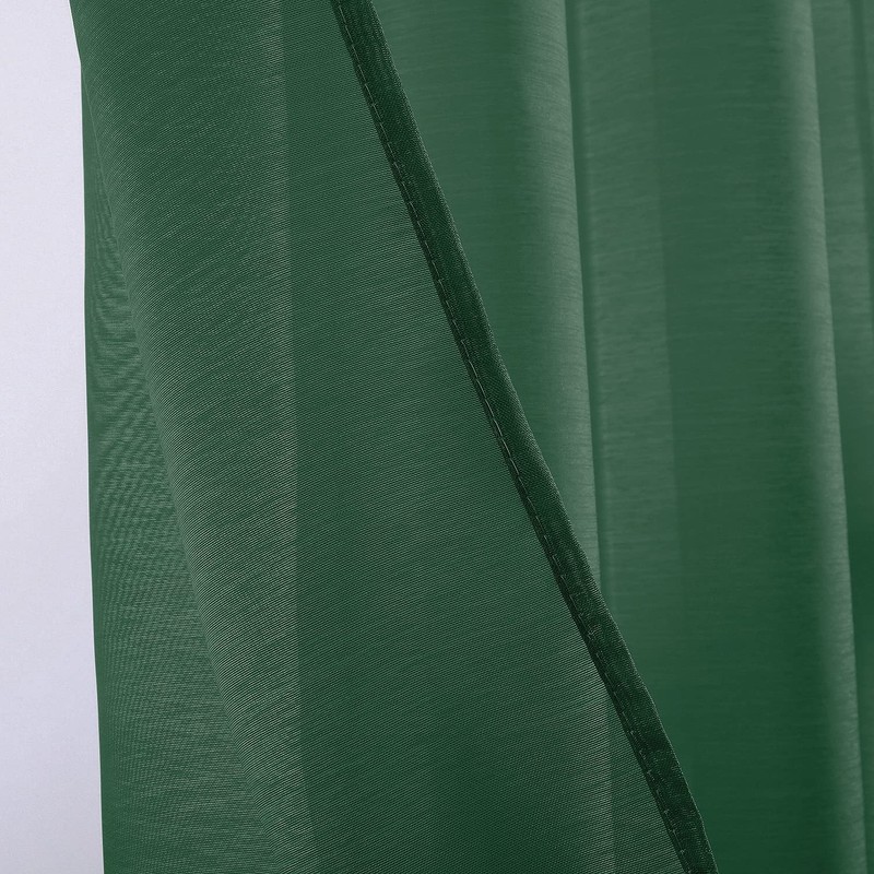 DONREN Dark Emerald Green Sheer Curtains 63 Inch Length for