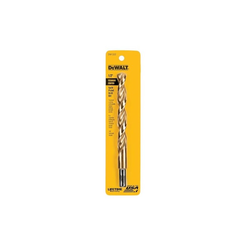 DEWALT DW1332 1/2-Inch Titanium Nitride 3/8-Inch Reduced Shank Split Point
