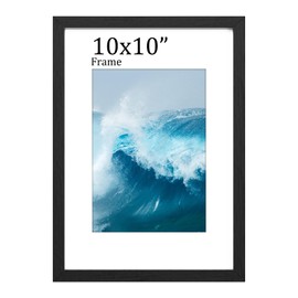 FamiPrts 10x10 Frame, Wooden Picture Frames 10x10, Versatile Black Frame, Dual Orientation (Landscape/Portrait), Includes Wall Hooks - Wall Mount for Home, Office, Gallery