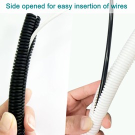 uxcell 3/8 Inch x 25 Ft Split Wire Loom Tubing, Guard Convoluted Flex, Protective Split Cable Conduit, Flexible Wire Protector Tubing, Electrical Cord Cover,White