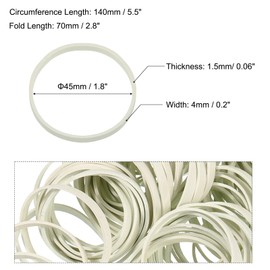 MECCANIXITY 60 Pack Rubber Band Stretchable Rubber Elastic Band White 45mm x 4mm Hair Rubber Bands for Home Office