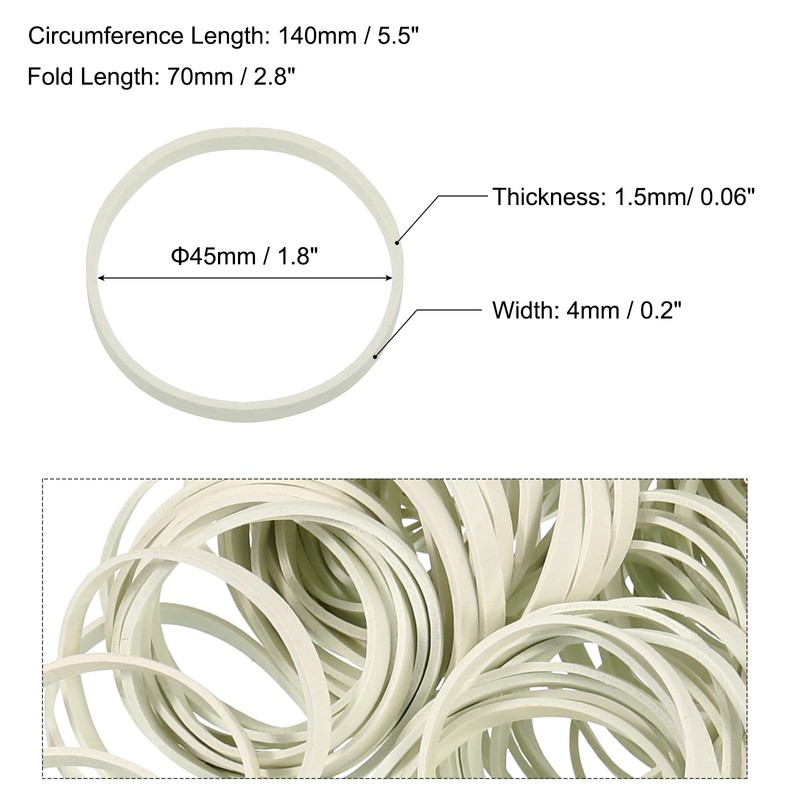 MECCANIXITY 60 Pack Rubber Band Stretchable Rubber Elastic Band White