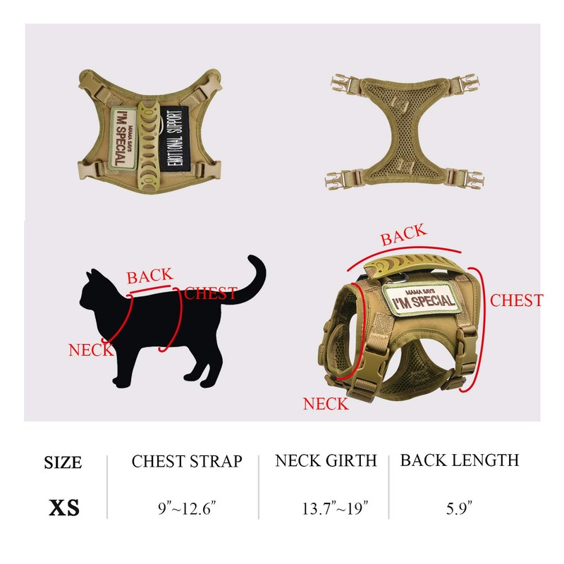 Tactical Cat Harness for Walking Escape Proof, Soft Mesh Adjustable