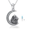JERWLI Owl Urn Necklaces for Ashes Sterling Silver Crescent Moon