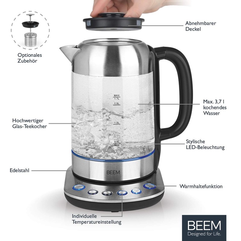 BEEM Teatime II Kettle, Stainless Steel Tea Strainer