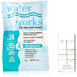 Water Works Water Activated Permanent Powder Hair Color for Men and Women, #24 Natural Medium Brown