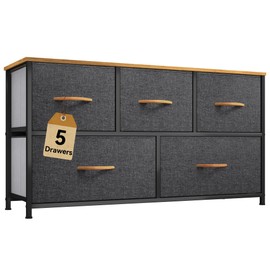 DWVO Dresser for Bedroom with 5 Drawers - Fabric Storage Tower, Long Fabric Dresser, Organizer Unit for Bedroom, Closet, Hallway