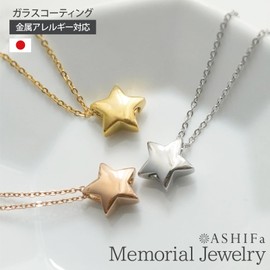 ASHIFA Cremation Urn Pendant, Star, Hand Supplement, Coccyx Set, Hypoallergenic, Safe, 3 Colors, Made in Japan, Urn Capsule, Urn Necklace, Cremation Accessory, Stainless Steel, Memorial Pendant (Silver)