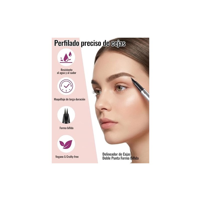 Erinde Líquido Lápiz Doble Punta para Cejas, Resistente al Agua