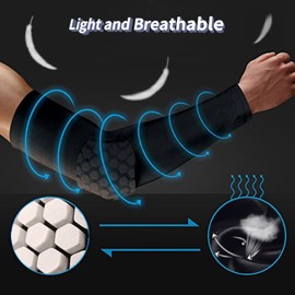 MRDINRT Basketball Shooter Sleeves, Elbow Pads, Collision Avoidance Hex Compression Arm Sleeve Protection for Volleyball Football Baseball Cycling (Black Large)