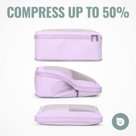 Aerotrunk Compression Packing Cubes for Travel - Luggage Organizer Bags - Double Zipper Packing Cubes for Suitcases (2-Pack, Purple)