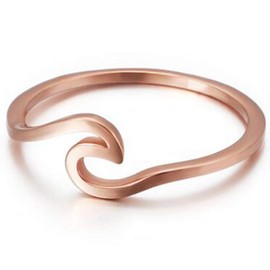 Jude Jewelers Stainless Steel Ocean Sea Wave Vacation Holiday Promise Statement Ring (Rose Gold, 6)