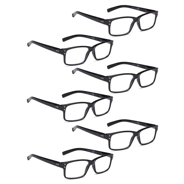 LUR READING GLASSES 6 Pack Spring Hinge Comfort Plastic Readers