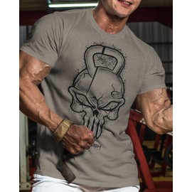 Gym Reaper Skull Graphic Shirt Men's Funny Gym Workout Motivation Tee (XL, Gym Reaper WarmGrey)