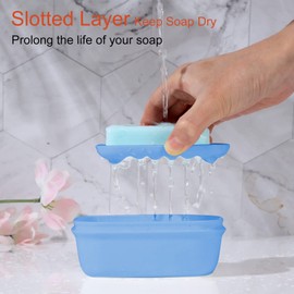 Quatish Leakproof Soap Holder 1 Pack, Travel Soap Container with Lid, Travel Size Toiletries, Portable Bar Soap Holder, Soap Box, Soap Dish for Traveling, Camping, Gym, Bathroom, Denimblue