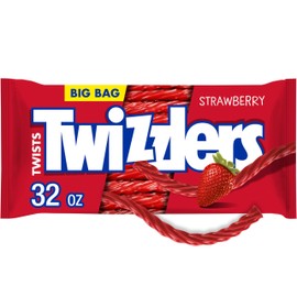Twizzlers TWIZZLERS Twists Strawberry Flavored Licorice Style, Low Fat Candy Big Bag, 32 oz