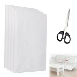 Painter masking film, set of 4, 4 x 5 m, painter's film made of tear-resistant PE, including scissors, transparent covering film for protection during renovation, painting, moving and furniture cover