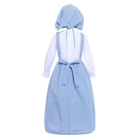 Lito Angels Medieval Colonial Pioneer Gingham Dress Costume Fancy Dress with Apron and Girls with Red Hood for Children Size 6-8 Years 122 128 Blue (Tag Number 0S)