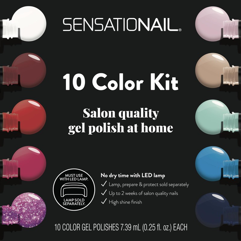 Sensationail Gel Nail Polish Color Kit - 10 Most Popular