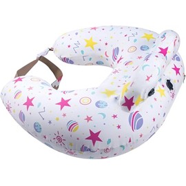Inflatable Nursing Pillow for Breastfeeding & Bottle-Feeding – Portable Travel Feeding Cushion with Adjustable Waist Strap – Soft Cotton Cover – Odour-Free Thickened TPU Inner – Removable & Washable