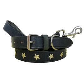 BRADLEY CROMPTON Genuine Leather Matching Pair Dog Collar and Lead Set M