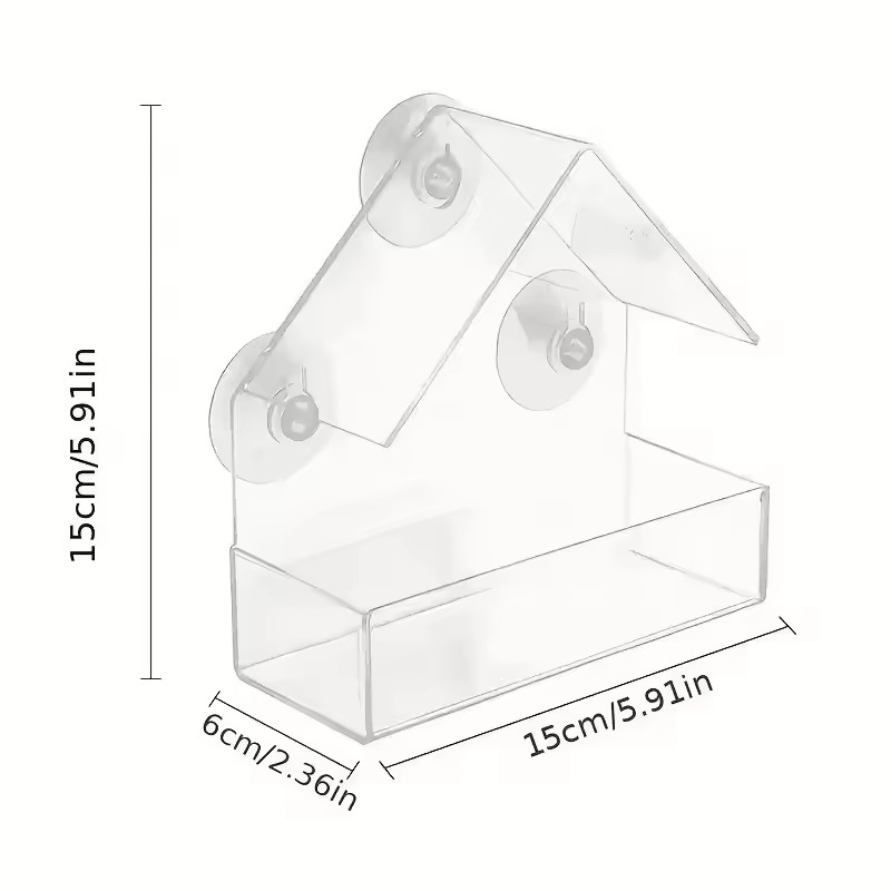 Clear Window Bird Feeder with Suction Cups – Transparent Acrylic