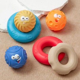 Toylink Stapelspielzeug Baby Bausteine Stapelturm Geschenk Baby 6 12 18 Monate Squeeze Zahnen Beißspielzeug mit Beißball Weiche Sensorik Montessori Spielzeug Junge Mädchen ab 1 Jahr