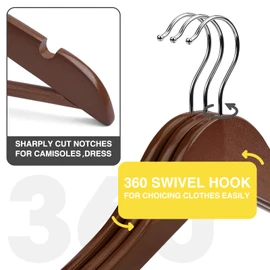 UINICOR Wooden Hangers - 20 Pack - Clothes Hanger for Daily Used,Heavy Duty Wood Hangers with Precisely Cut Notches,Coat Hanger for Closet, Clothes Hangers for Shirt Suit Dress (Walnut)