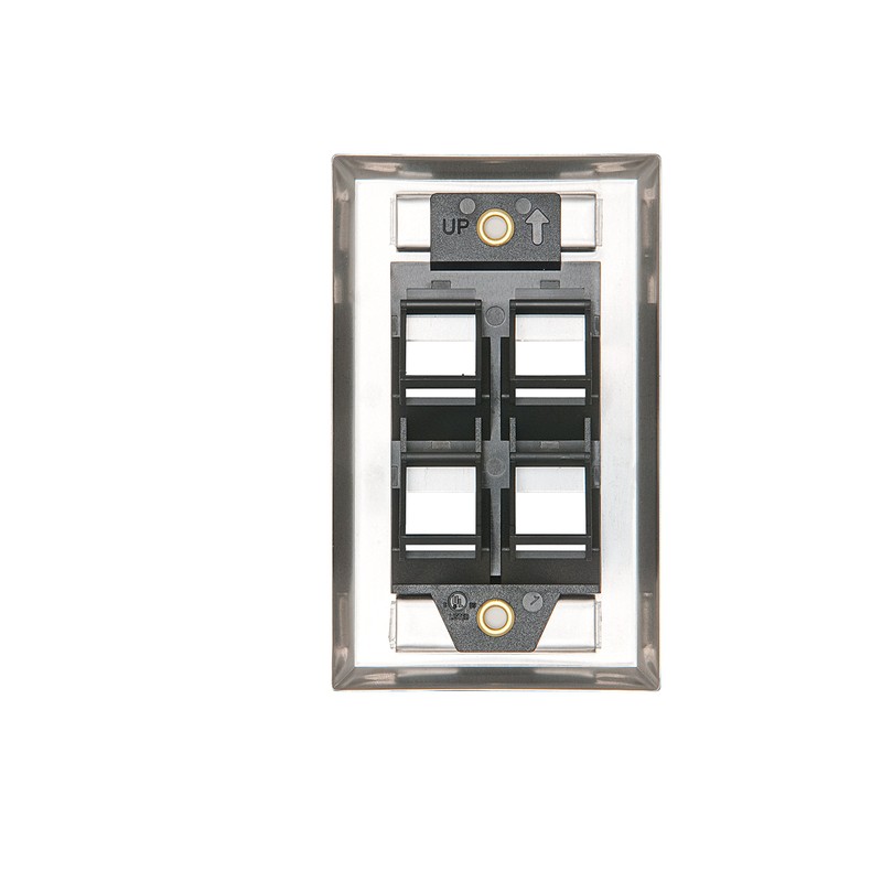 Leviton 43081-1L4 4-Port Angled Stainless Steel QuickPort Single Gang Wallplate