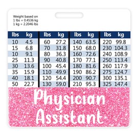 Plifal Physician Assistant PA Badge Buddy Card Holder Nursing Accessories Horizontal ID Name Identification Tags Nurse Work W Height & Weight Conversion Charts