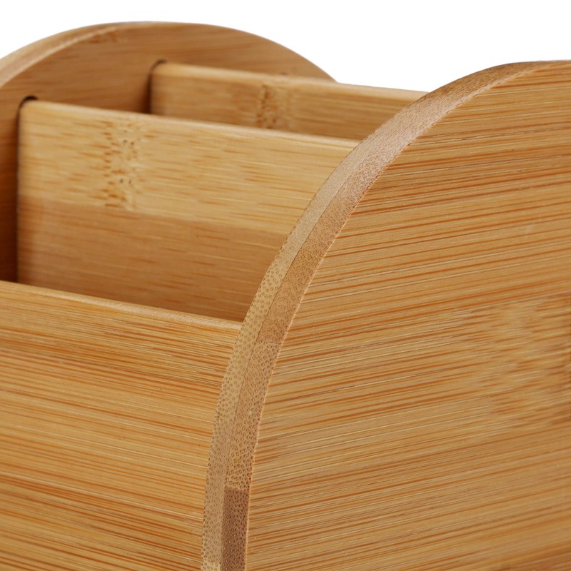 Relaxdays Bamboo Pen Holder 4 Compartments Natural Look Pen Box