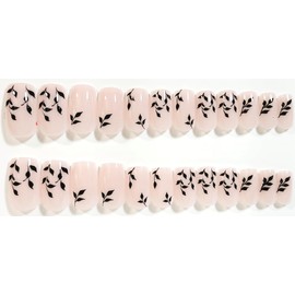 Formal Floral Glossy Medium Square Press-On Nails - 24 Pieces - Artificial Nail Kit