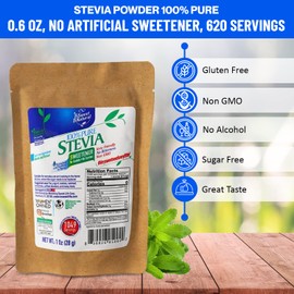 100% Pure Stevia Powder Extract Leaf 1 Oz, No Artificial Sweetener, 1049 Servings | Stevia Green Leaf Extract | Zero Calorie & Keto Friendly